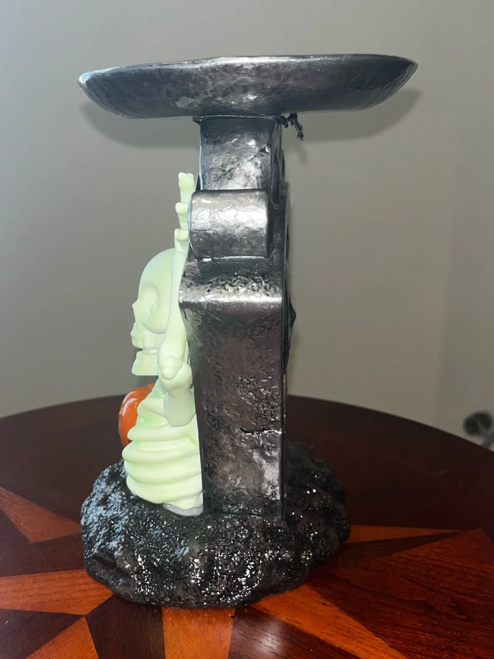 Glow-in-the-Dark Skeleton Boo! Pedestal 3-Wick Candle Holder